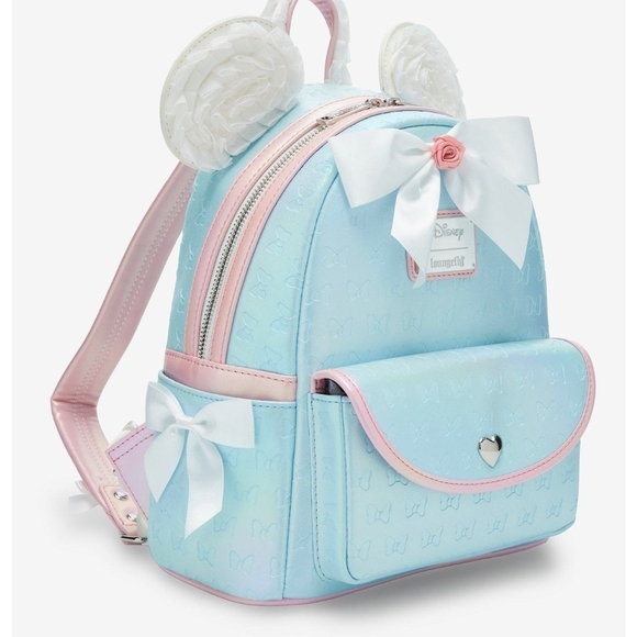 Loungefly Blue and White Disney Backpack with Ears W/ Wallet - Picture 4 of 6